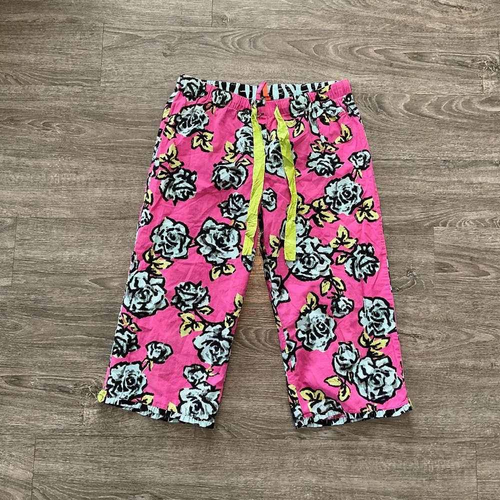 JENNI BY JENNIFER MOORE Pink Floral Lounge PANTS Cropped SIZE Medium